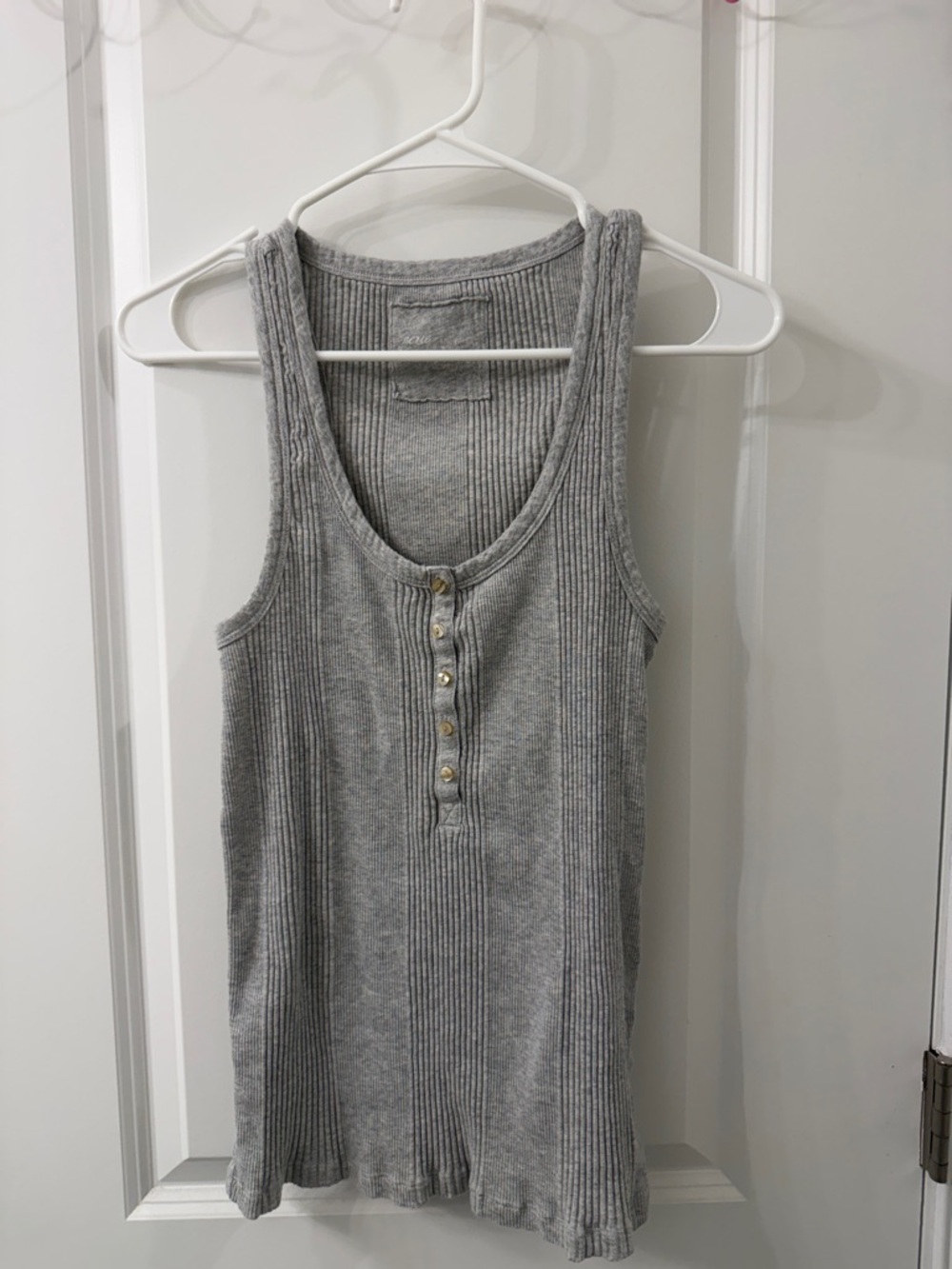 Aerie Ribbed Button Tank Top – Gray